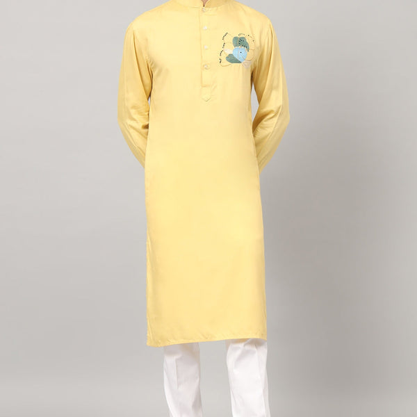Abstract Embroidered Cotton Kurta by Hilo Design - Distacart