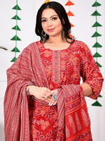 Thumbnail for Swasti Plus Size Floral Printed Regular Pure Cotton Kurta With Trousers & Dupatta