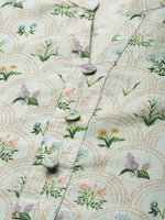 Thumbnail for All About You Women Sea Green Floral Block Print Mandarin Collar Chanderi Silk Blend Kurta - Distacart