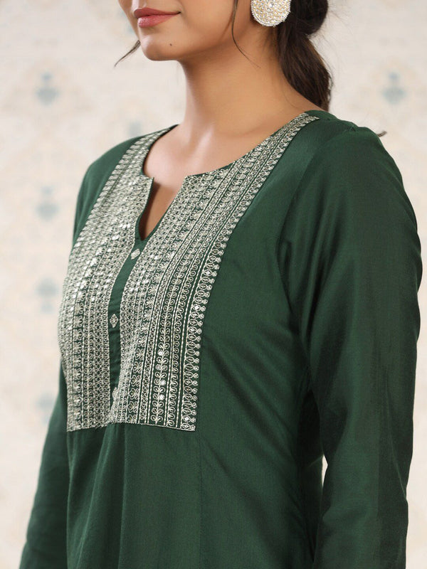 Ode by House of Pataudi Yoke Design Embroidered Kurta with Trousers - Distacart