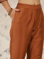 Thumbnail for Ode by House of Pataudi Geometric Embroidered Mirror Work Kurta With Trousers - Distacart