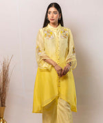 Thumbnail for Timaraa Aurora Yellow Ombre Shaded Silk Co-Ord Set - Dista