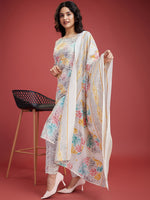 Thumbnail for Kalini Floral Printed Regular Kurta with Trousers & Dupatta - Distacart