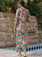 Thumbnail for Kalini Floral Printed V-Neck Straight Kurta With Palazzos - Distacart