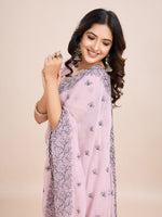 Thumbnail for kasee Floral Embroidered Pure Chiffon Ready to Wear Saree - Distacart