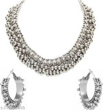 Thumbnail for Tehzeeb Creations Women's Silver Colour Ghungroo Design Bracelet Necklace And Earrings - Distacart