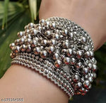 Thumbnail for Tehzeeb Creations Women's Silver Colour Ghungroo Design Bracelet Necklace And Earrings - Distacart