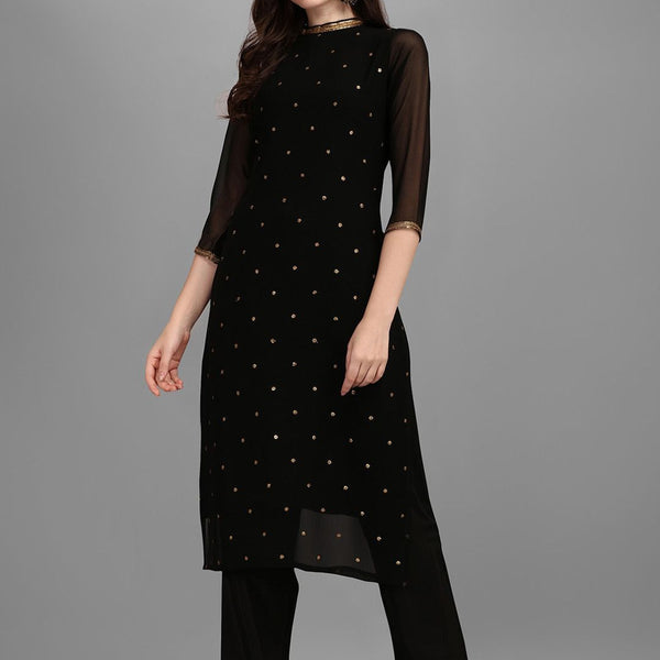 Kalini Sequin Embellished Straight Kurta with Trousers - Distacart