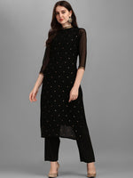 Thumbnail for Kalini Sequin Embellished Straight Kurta with Trousers