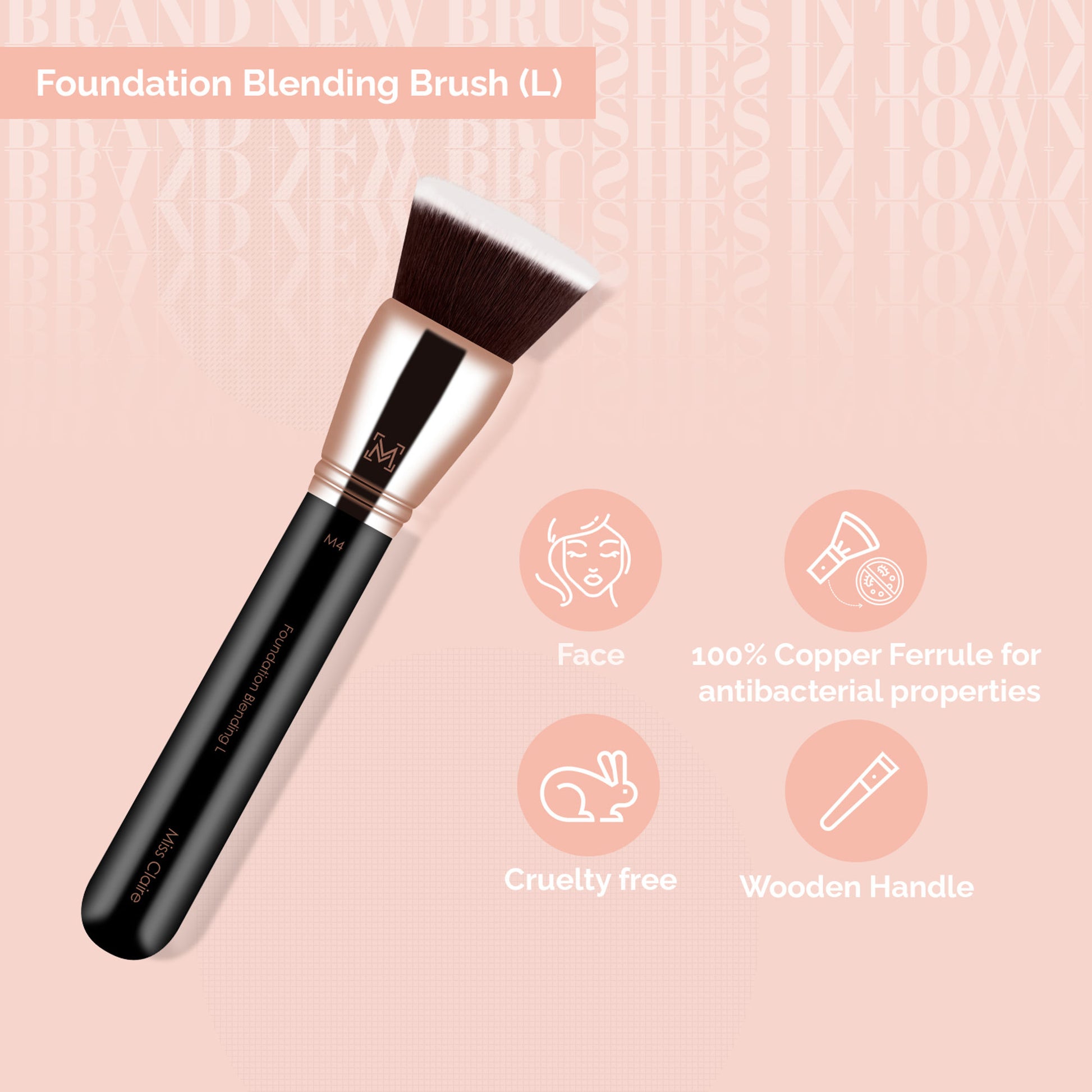 Miss Claire M4 - Foundation Blending Brush (L) - Rose Gold - Distacart