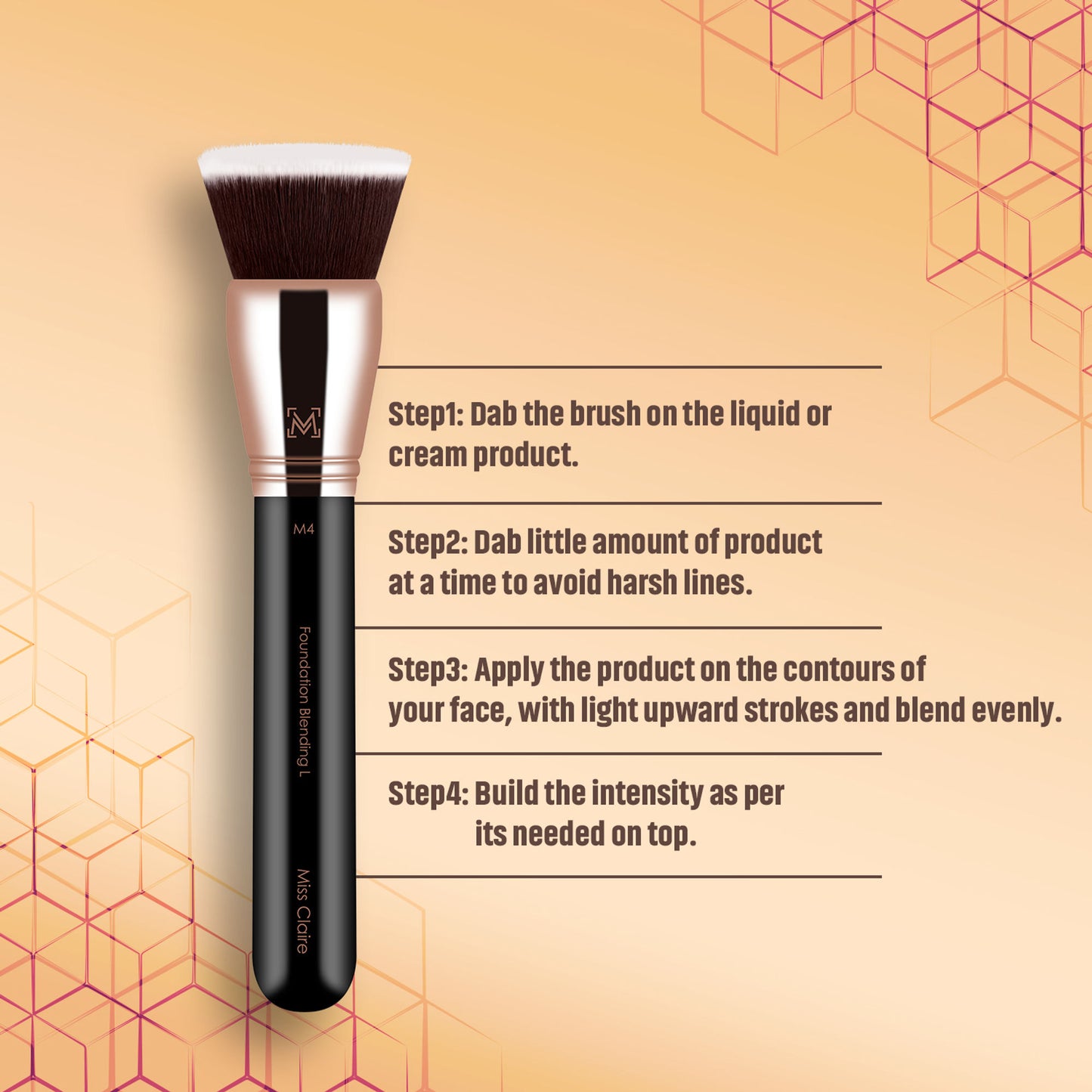Miss Claire M4 - Foundation Blending Brush (L) - Rose Gold - Distacart