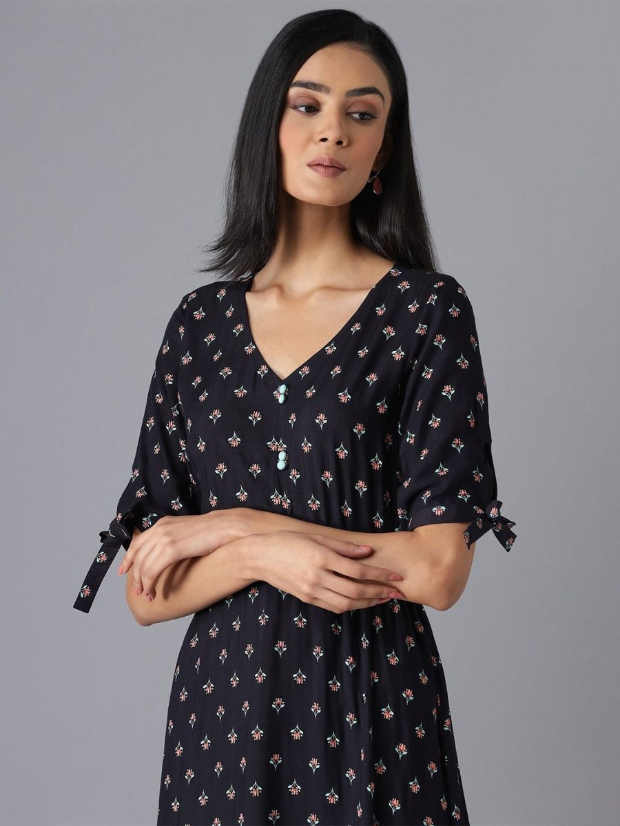 AURELIA Black Ethnic Motifs Maxi Dress - Distacart