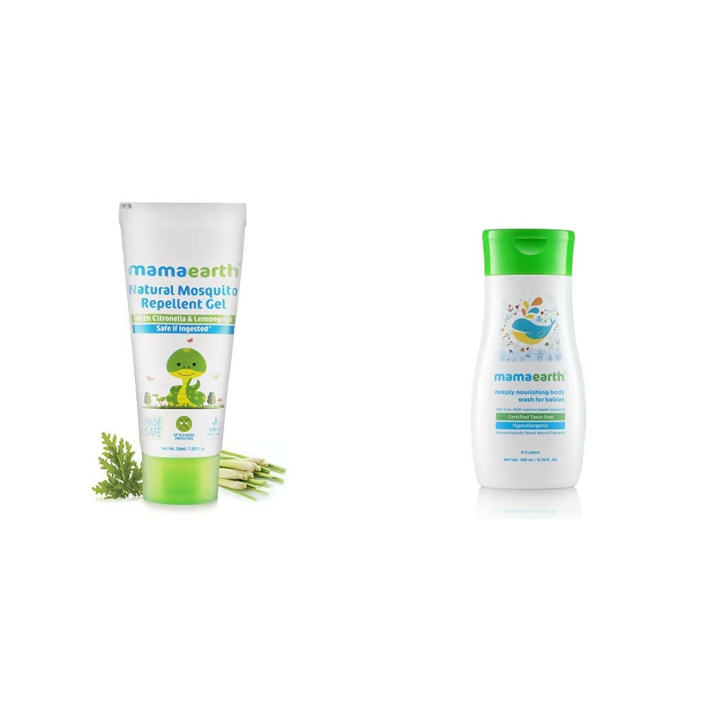 Mamaearth Natural Mosquito Repellent Gel & Deeply Nourishing Wash for Babies - Distacart