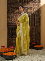 Thumbnail for kasee Floral Chikankari Silk Blend Saree - Distacart