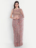 kasee Kasee Lavender & Red Floral Embroidered Net Saree - Distacart