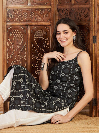 Anouk Ethnic Motifs Printed Regular Pure Cotton Kurta with Trousers - Distacart