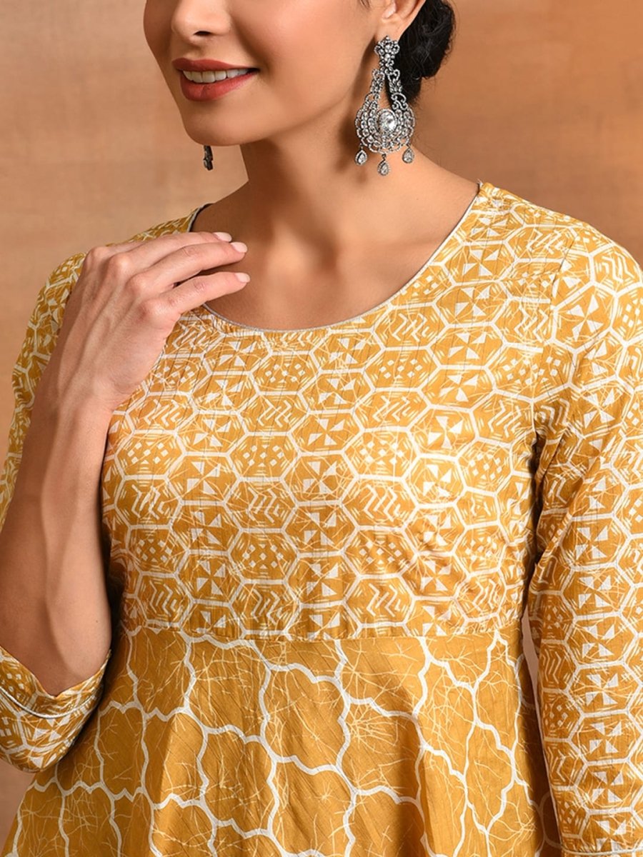 Aks Geometric Printed Cotton Anarkali Kurta - Distacart