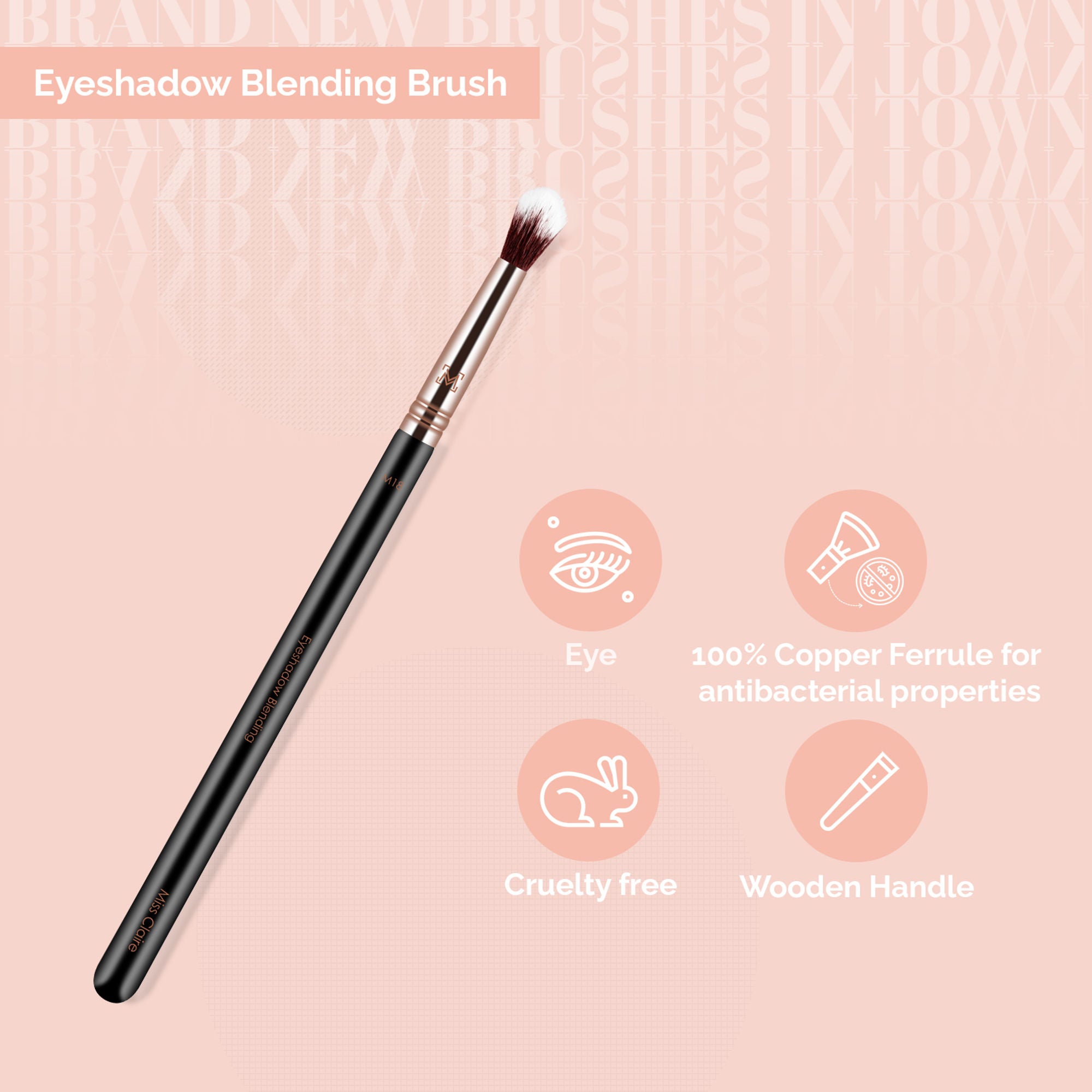 Miss Claire M18 - Eyeshadow Blending Brush - Rose Gold