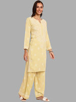Thumbnail for ADA Ethnic Motifs Embroidered Chikankari Straight Kurta with Palazzos - Distacart