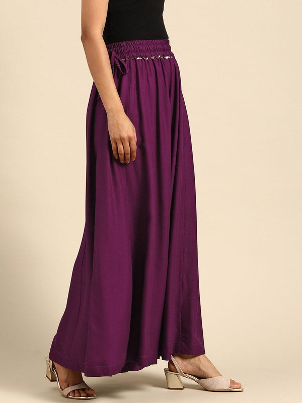 TAG 7 Women Rayon Flared Palazzos