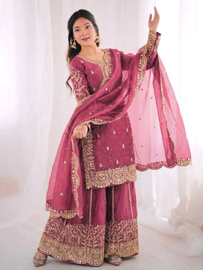 Teeya Creation Womens New Trendy Embroidery Coding And Sequence Work Kurta Set - Dista