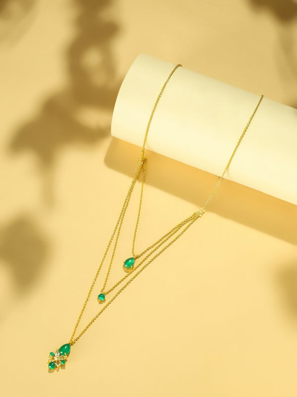 Nuyug 18k Trio Pendant Gold Anti Tarnish Necklace