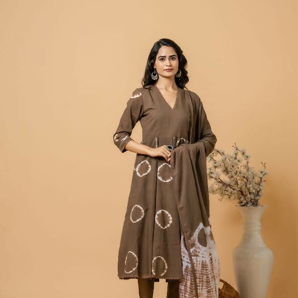 Joban Fashion Brown Tie & Dye Cotton Suit Set - Distacart