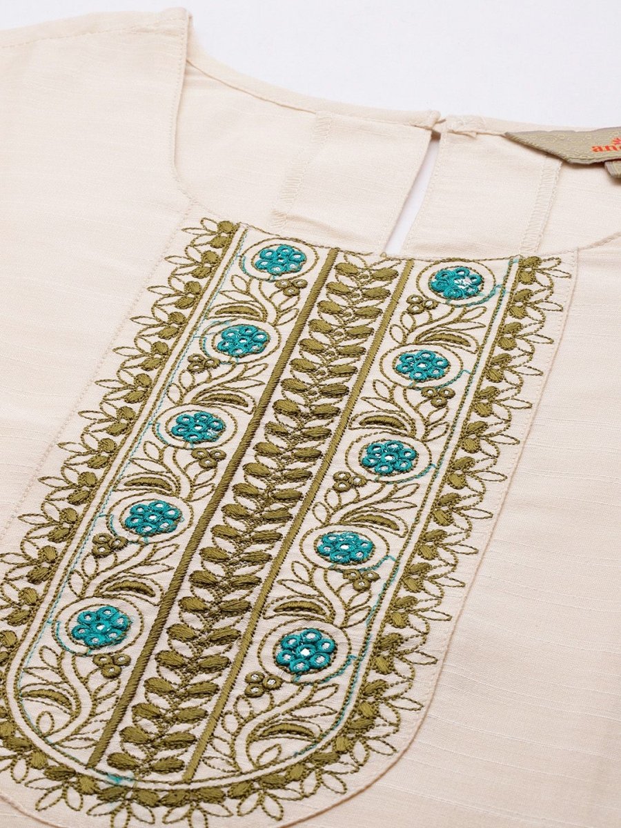 Anouk Ethnic Motifs Embroidered Kurta with Trousers & Dupatta - Distacart