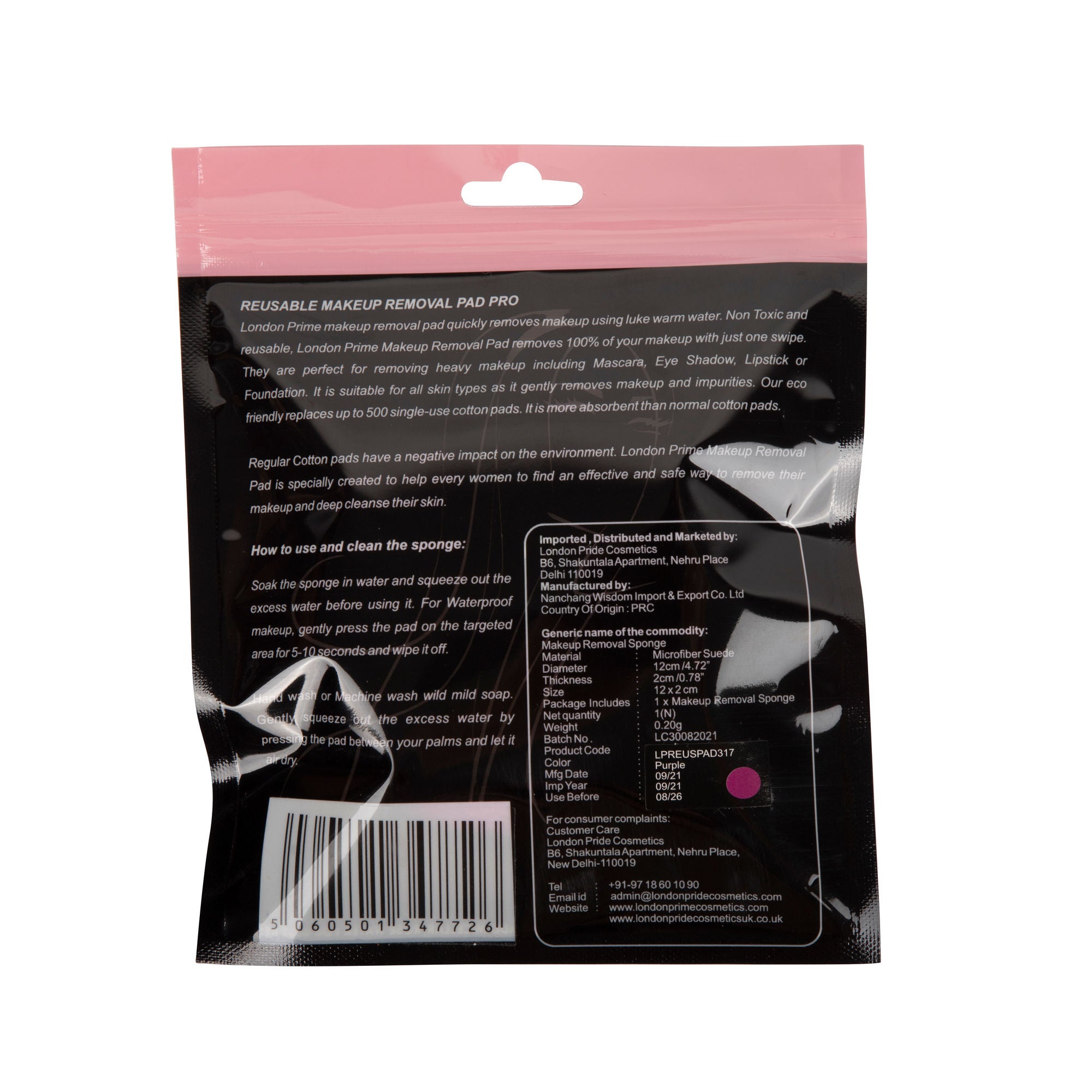 London Prime Reusable Makeup Remover Pad Pro Pearly Purple ( Formerly London Pride Cosmetics )