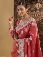 Thumbnail for kasee Floral Chikankari Silk Blend Saree - Distacart