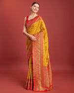 Thumbnail for Monjolika Fashion Glamour And Tradition With This Mustard Color Zari Woven Banarasi Tissue Silk Saree - Distacart