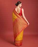 Thumbnail for Monjolika Fashion Glamour And Tradition With This Mustard Color Zari Woven Banarasi Tissue Silk Saree - Distacart