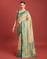Thumbnail for Monjolika Fashion Glamour And Tradition With This Beige Color Zari Woven Banarasi Tissue Silk Saree - Distacart