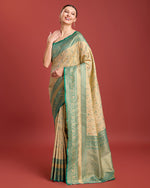 Thumbnail for Monjolika Fashion Glamour And Tradition With This Beige Color Zari Woven Banarasi Tissue Silk Saree - Distacart