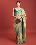 Thumbnail for Monjolika Fashion Glamour And Tradition With This Beige Color Zari Woven Banarasi Tissue Silk Saree - Distacart
