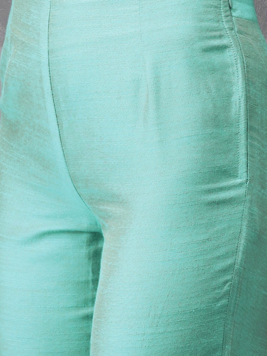 Anouk Women Mustard & Turquoise Blue Printed Kurta with Trousers - Distacart