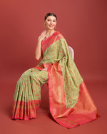 Thumbnail for Monjolika Fashion Glamour And Tradition With This Pastel Green Color Zari Woven Banarasi Tissue Silk Saree - Distacart