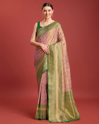 Monjolika Fashion Glamour And Tradition With This Rose Pink Color Zari Woven Banarasi Tissue Silk Saree - Distacart