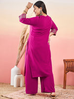 Thumbnail for Sztori Floral Printed Round Neck Straight Kurta With Palazzo - Distacart