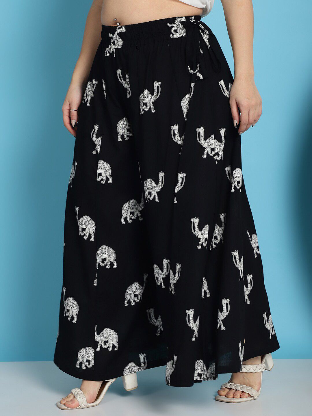TAG 7 Printed Pure Cotton Flared Palazzo