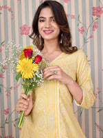 Thumbnail for Ode by House of Pataudi Bandhani Printed Angrakha Pure Cotton Kurta with Trousers - Distacart