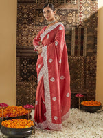 Thumbnail for kasee Floral Chikankari Silk Blend Saree - Distacart