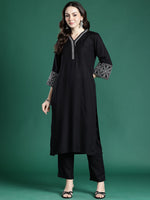 Thumbnail for Indo Era Ethnic Motifs Embroidered Regular Kurta with Trousers