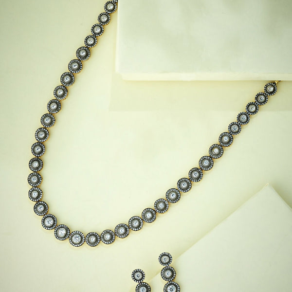 Nuyug 22K Gold-Plated Crystal Stone Studded Necklace Set