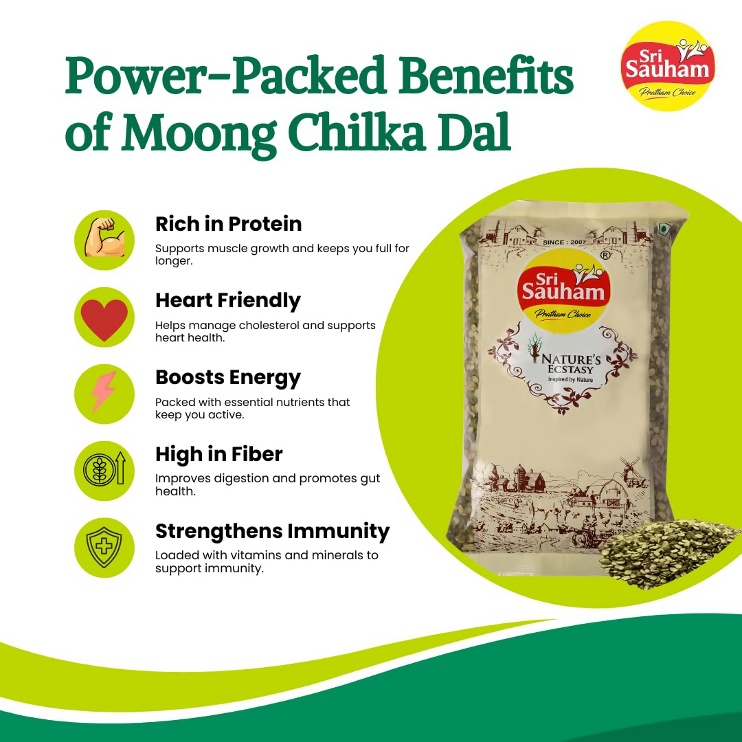 Sri Sauham Premium Unpolished Moong Chilka Dal - Distacart