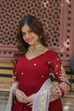 Thumbnail for Joban Fashion Red Georgette Sequence Embroidery Work Kurta Set