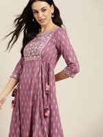 Thumbnail for All About You Purple & Silver Ethnic Motifs Gotta Patti Detail Kurta - Distacart