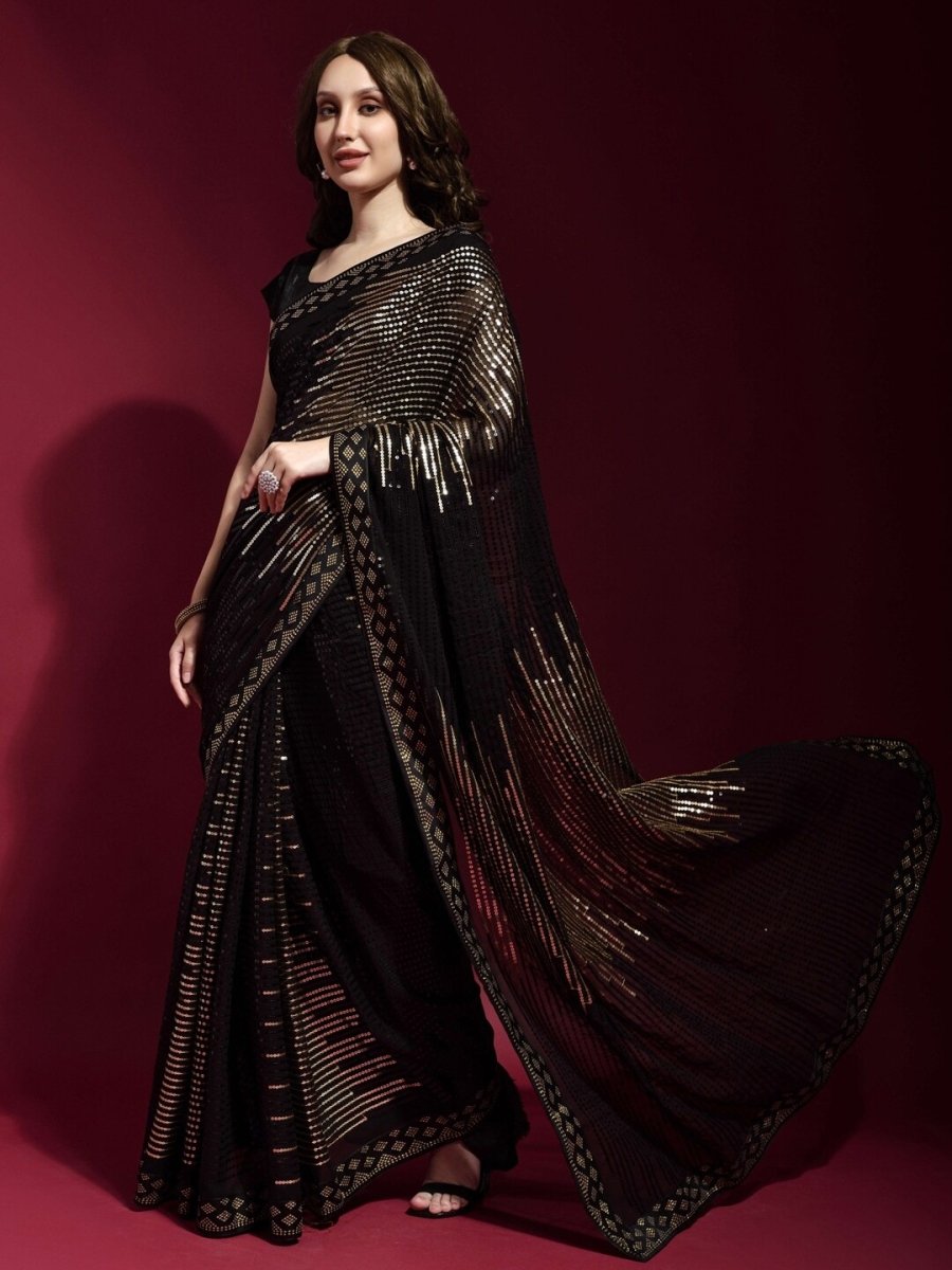 Anouk Embellished Sequinned Saree - Distacart