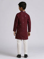 Thumbnail for Joban Fashion Kids Island Traditional Ethnic Wear with Silk Sequence Embroidery Full Sleeves Kurta and Pyjama Set - Wine - Distacart