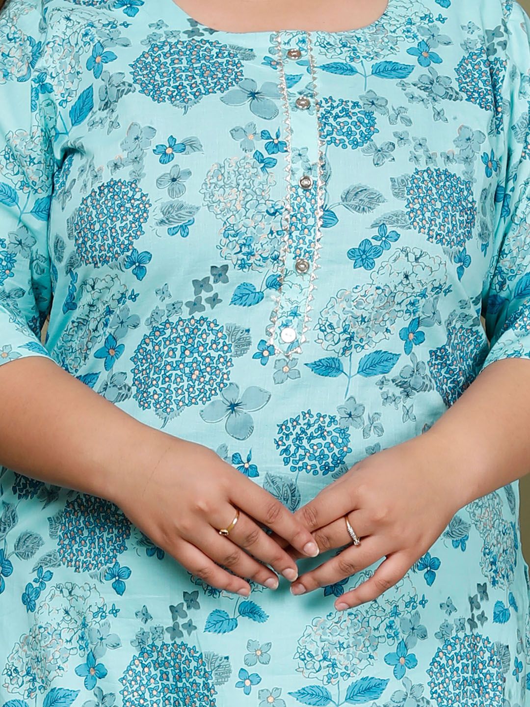 Swasti Floral Printed Gotta Patti Pure Cotton Kurta
